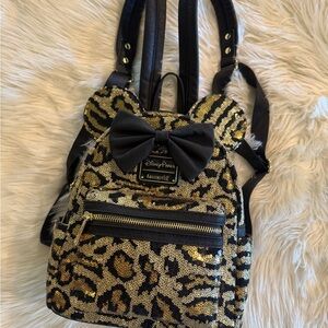 Loungefly Disney Parks Leopard Sequin Mini Backpack
